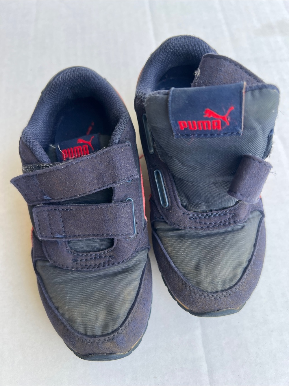 Puma Kids Dark Navy and Red Velcro Sneakers
